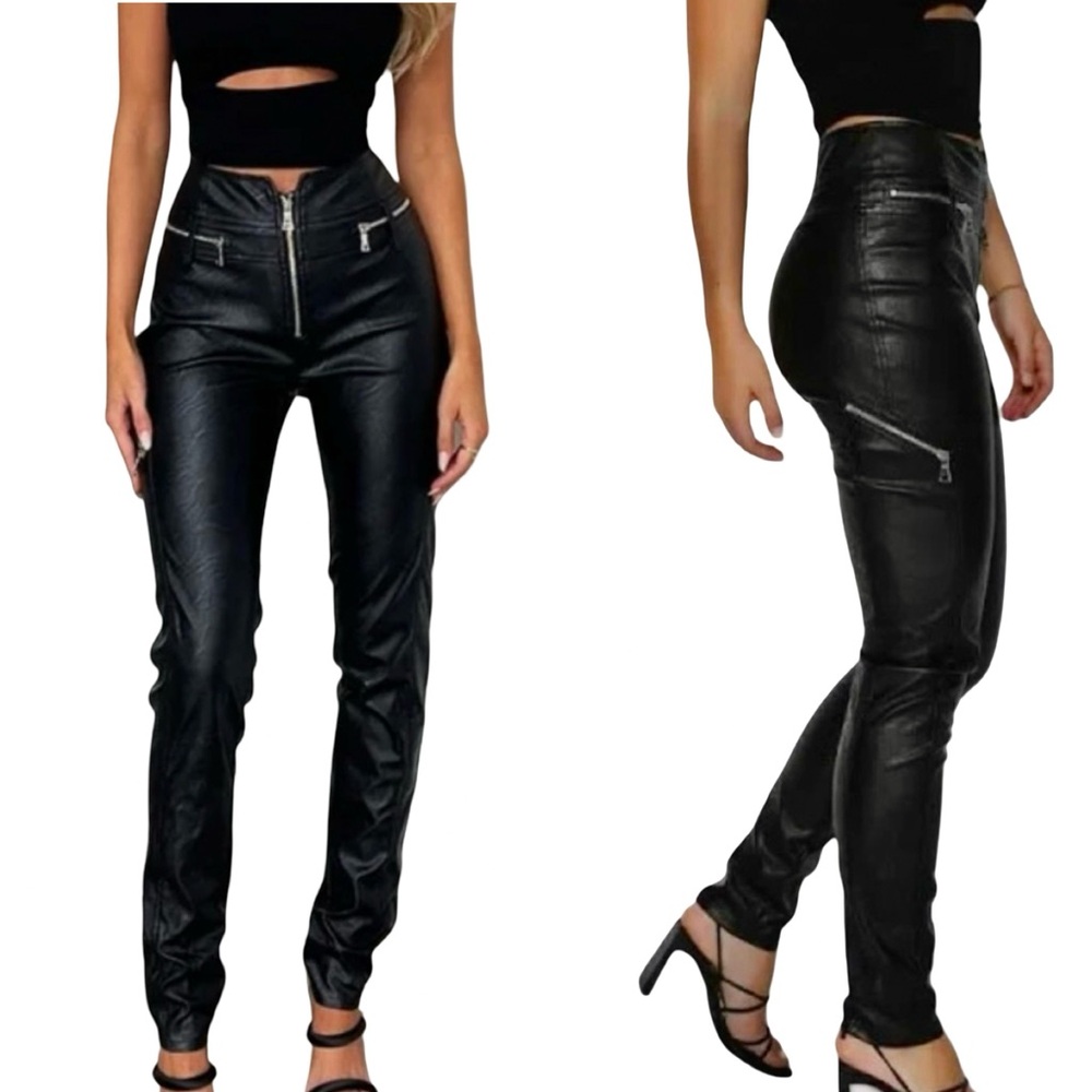 NEW!! TIGER MIST Lennon Faux Leather High Rise Moto Pants in Black – Size M